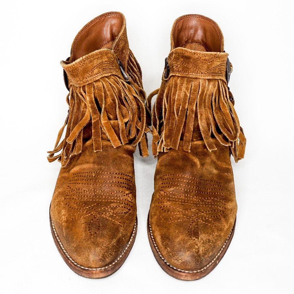 SAM EDELMAN Suede Leather Fringe Booties Boots 8 - Picture 4 of 8